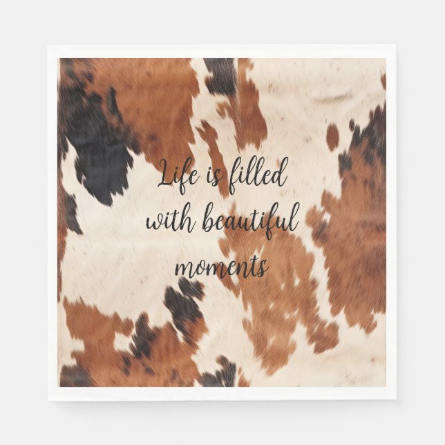 Western Brown Black Cowhide Napkin (Front)