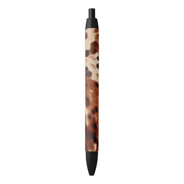 Western Brown Black Cream Cowhide Black Ink Pen (Front Vertical)