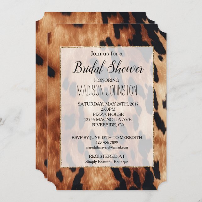 Western Brown Black Cream Cowhide  Invitation (Front/Back)