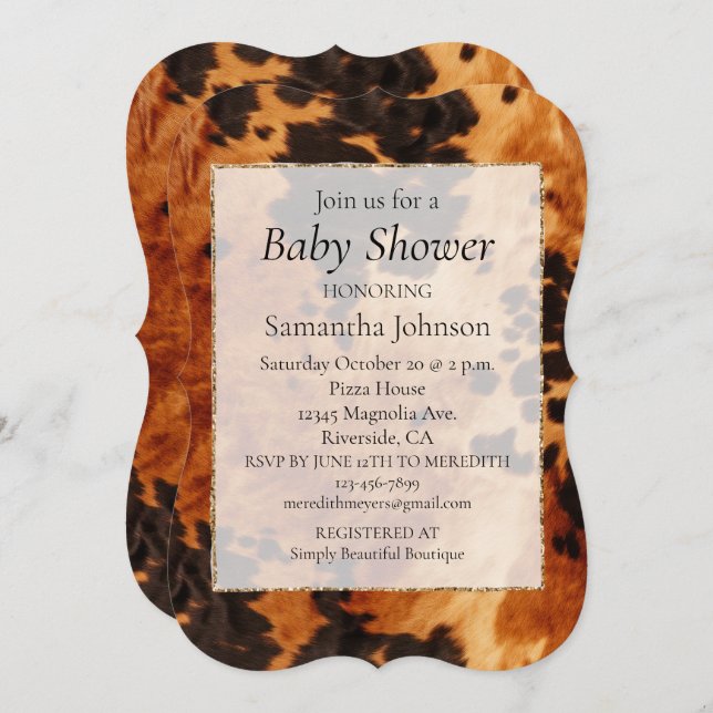 Western Brown Cowhide  Invitation (Front/Back)