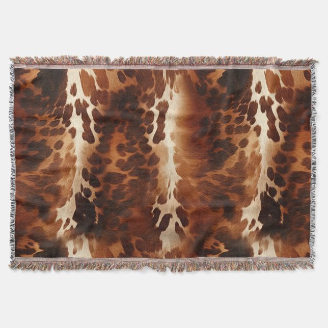 Western Brown Cowhide Throw Blanket (Front)