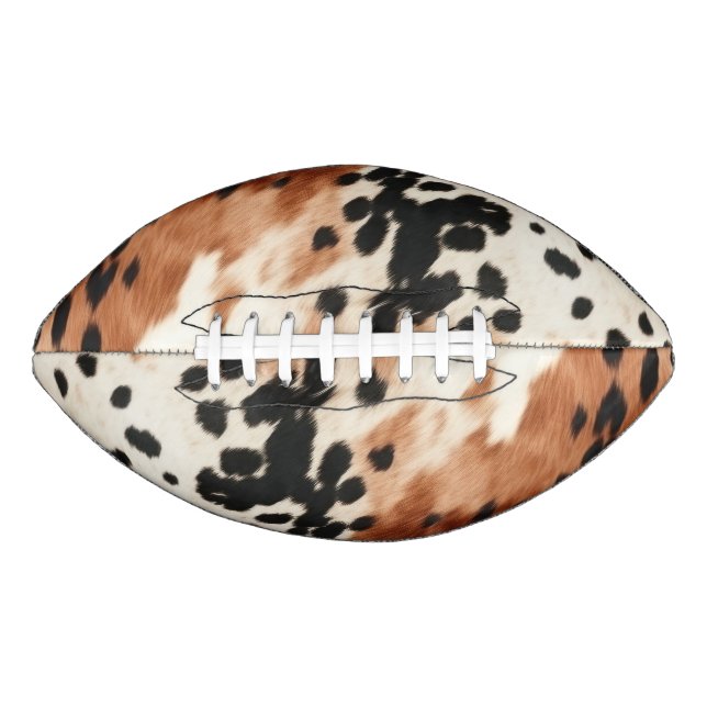 Western Brown Cream Animal Cowhide Football (Front)