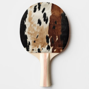 Western Brown Cream Cowhide Animal Ping Pong Paddle