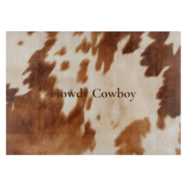 Western Brown Cream Cowhide Cutting Board (Front)