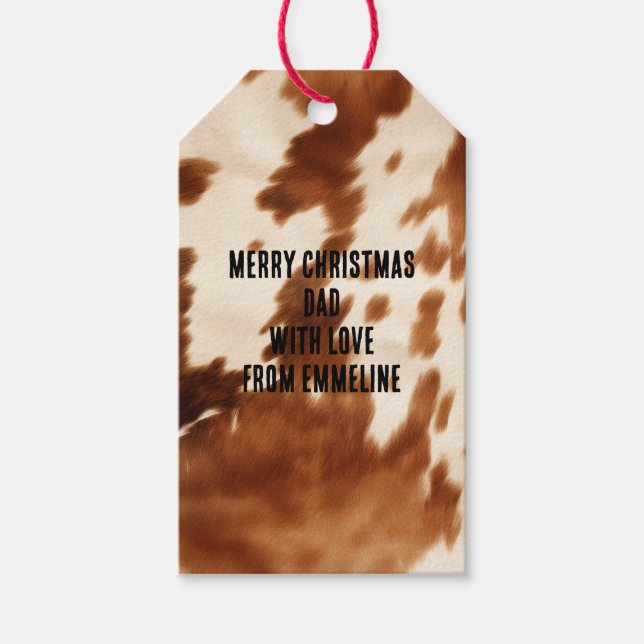 Western Brown Cream Cowhide Gift Tags (Front)