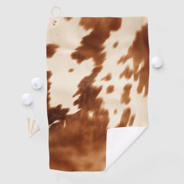 Western Brown Cream Cowhide Golf Towel (InSitu)