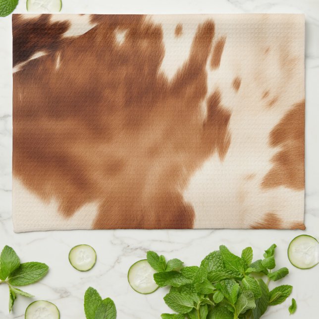 Western Brown Cream Cowhide Tea Towel (Folded)