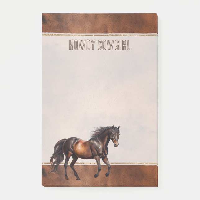 Western Brown Horse Cowboy Cowgirl Post-it Notes (Front)