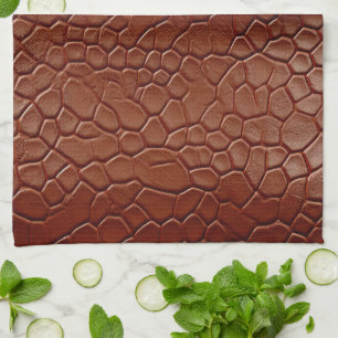 Western Brown Leather Look Animal Tea Towel