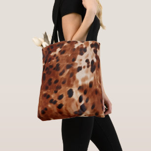 Western Brown White Black Animal Cowhide Tote Bag