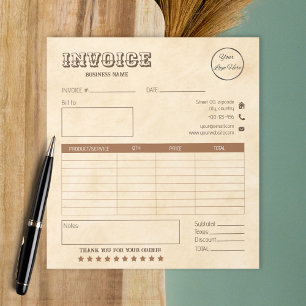 western brown with logo small business invoice notepad