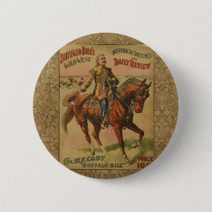Western Buffalo Bill Wild West 6 Cm Round Badge
