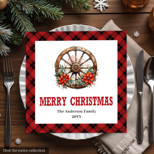 Western buffalo plaid napkins festive holiday set