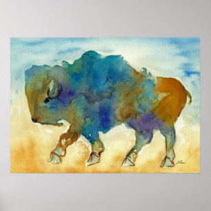 Western Buffalo Stylised art form Poster