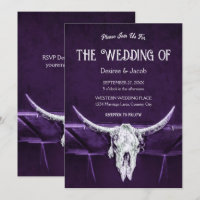 Western Bull Cow Skull Dark Purple White Rustic