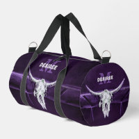 Western Bull Cow Skull Purple White Rustic