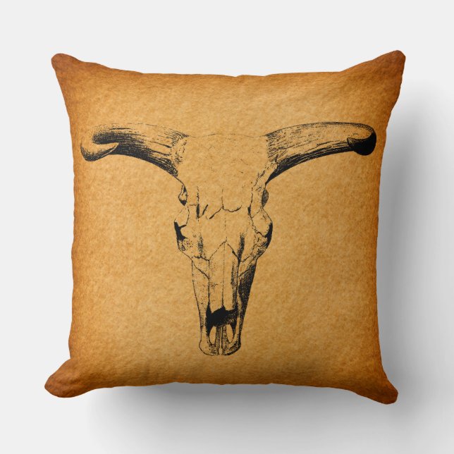 Western Bull Horns Cushion (Front)