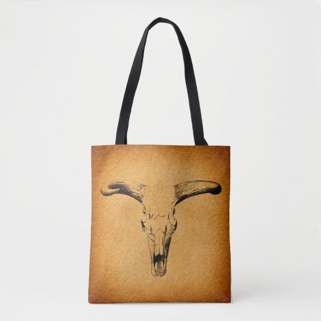 Western Bull Horns Tote Bag (Front)
