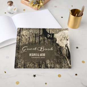 Western Bull Skull Vintage Brown Barn Wood Rustic  Guest Book