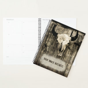 Western Bull Skull Vintage Sepia Rustic Planner
