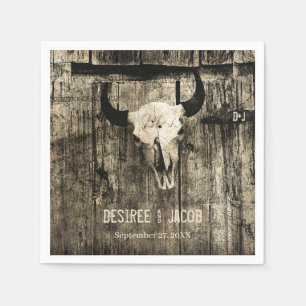 Western Bull Skull Vintage Sepia Rustic Wedding Napkin