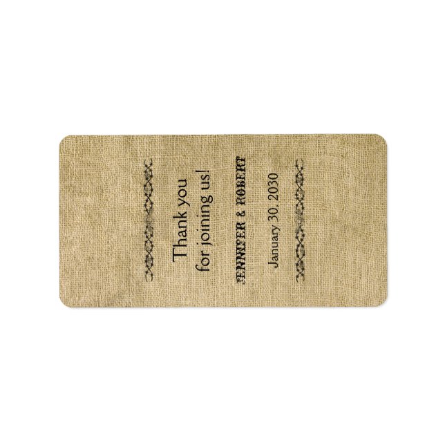 Western Burlap Wedding Lip Balm Label (Front)