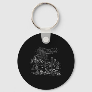 Western Cactus Desert Hiking Mountain Climbing For Key Ring