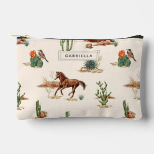 Western Cactus Desert Horse Cowgirl Personalised Accessory Pouch