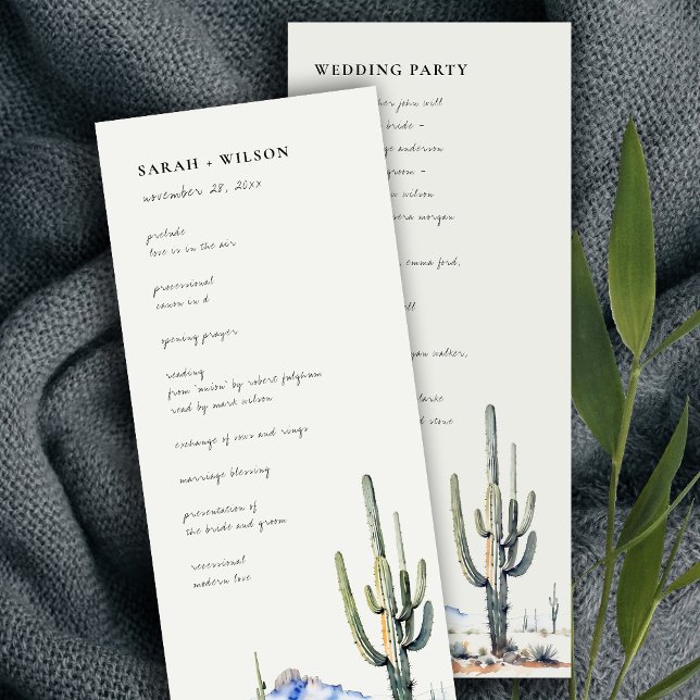 Western Cactus Desert Landscape Wedding Program Invitation (Creator Uploaded)