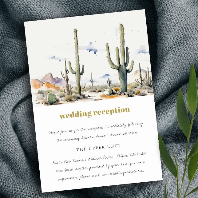 Western Cactus Desert Landscape Wedding Reception Enclosure Card (Creator Uploaded)