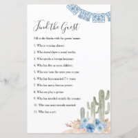 Western Cactus Find the Guest Game Blue Floral