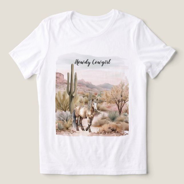 Western Cactus Horse Tri-Blend Shirt (Design Front)