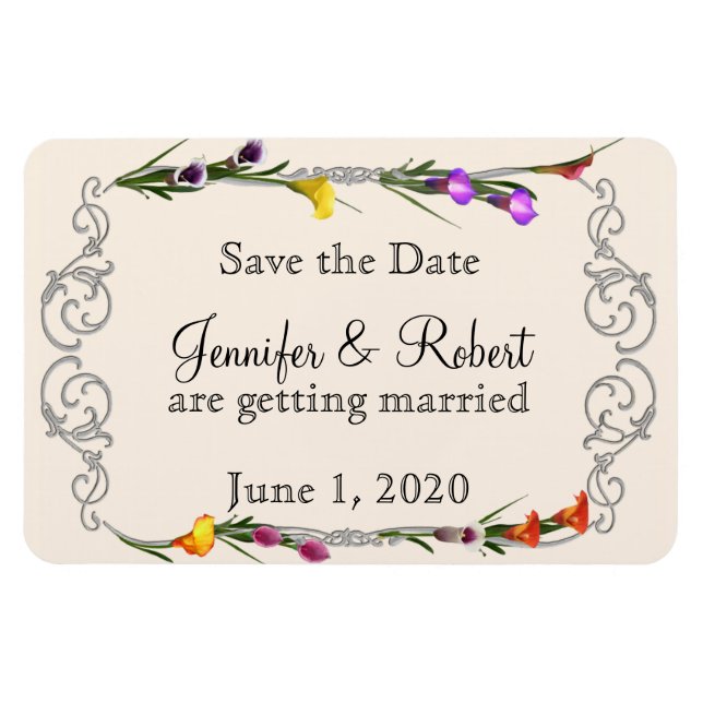Western Calla Lily Posh Wedding Save the Date Magnet (Horizontal)