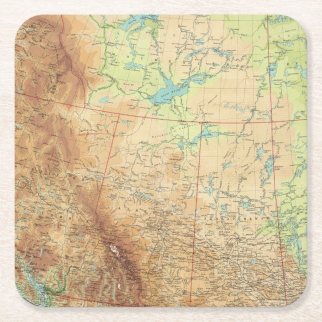 Western Canada Square Paper Coaster (Front)
