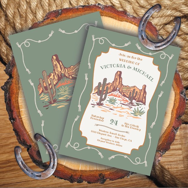 Western Canyon Desert Cactus Wedding Invitation (Creator Uploaded)