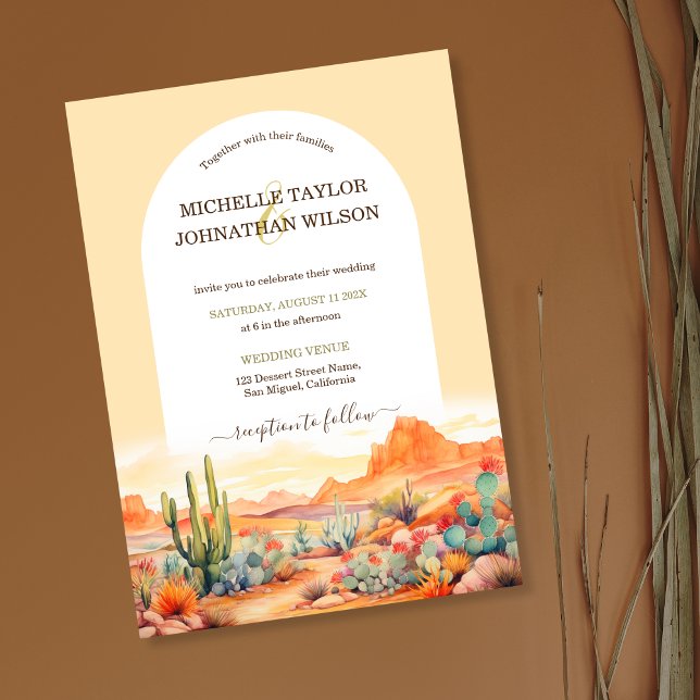 Western Canyon Mexican Cactus Desert Boho  Invitation (boho desert cactus)