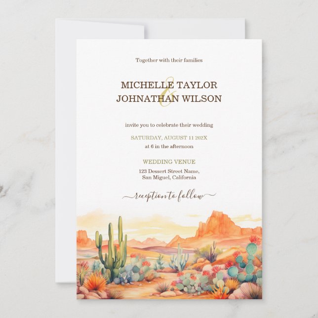 Western Canyon Mexican Cactus Desert California  Invitation (Front)