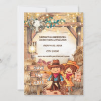 Western cartoon cowboy couple desert arch wanted