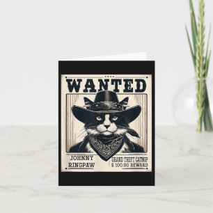 Western Cat Cowboy Mugshot Wanted Card
