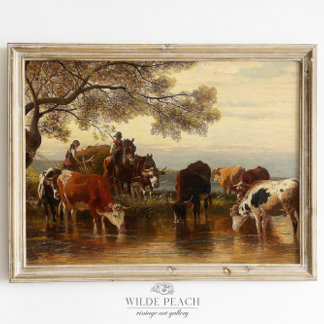 Western Cattle Vintage Ranch Painting Poster