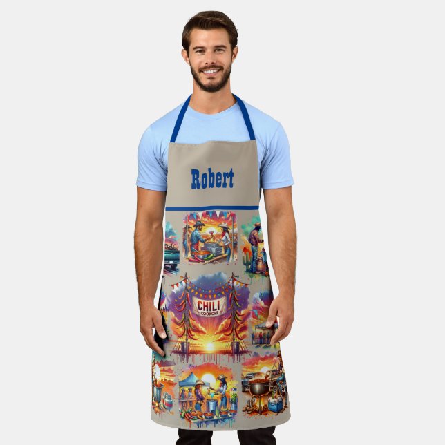 Western Chilli Cookoff Scenes 1 Custom Apron (Worn)