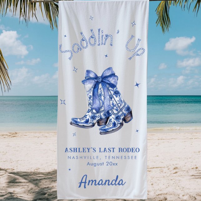 Western Chinoiserie Saddlin Up Bachelorette Party  Beach Towel (Creator Uploaded)