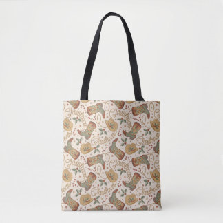 Western Christmas Boots and Hats Pattern Tote Bag