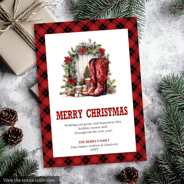 Western Christmas card with cowboy plaid print (Western Christmas card with cowboy plaid print

)