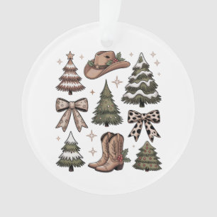 Western Christmas Coquette Bow Cowboy Cowgirl Boot Ornament