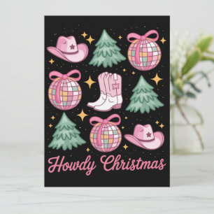Western Christmas Coquette Howd Girly Boots Hat  Holiday Card