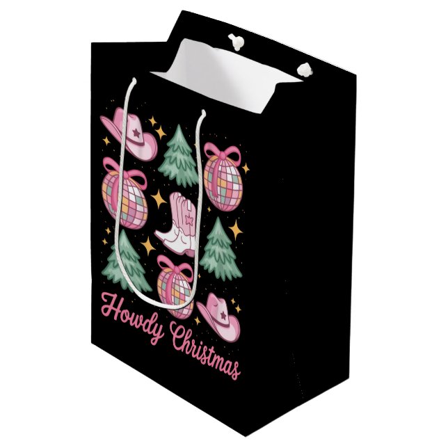 Western Christmas Coquette Howd Girly Boots Hat  Medium Gift Bag (Front Angled)