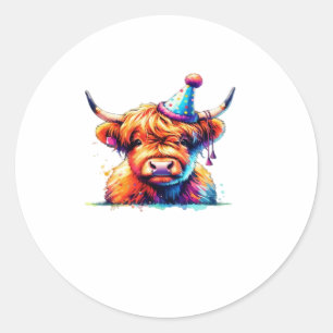 Western Christmas Cow Essential T-Shirt Classic Round Sticker