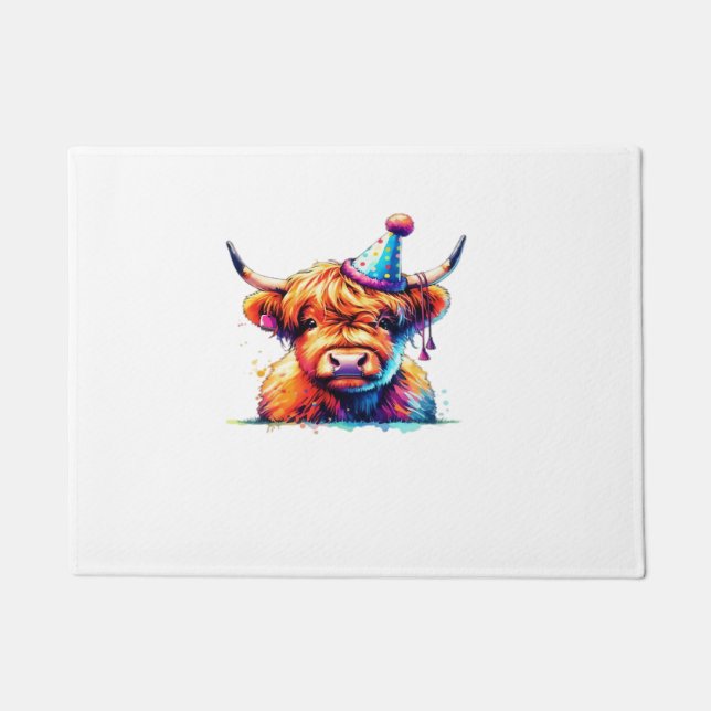 Western Christmas Cow Essential T-Shirt Doormat (Front)