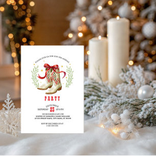 Western Christmas Cowboy Boots Invitation